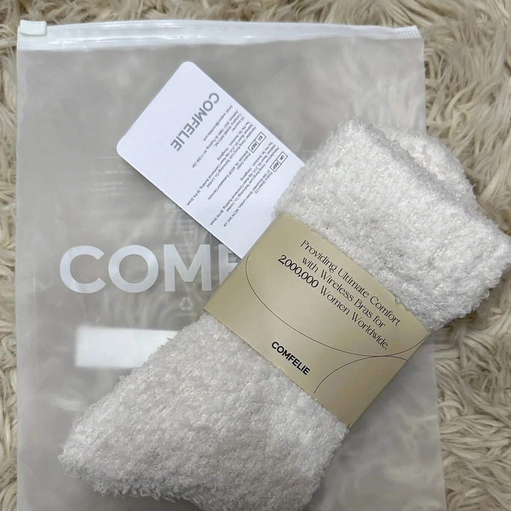 White Plush cream socks